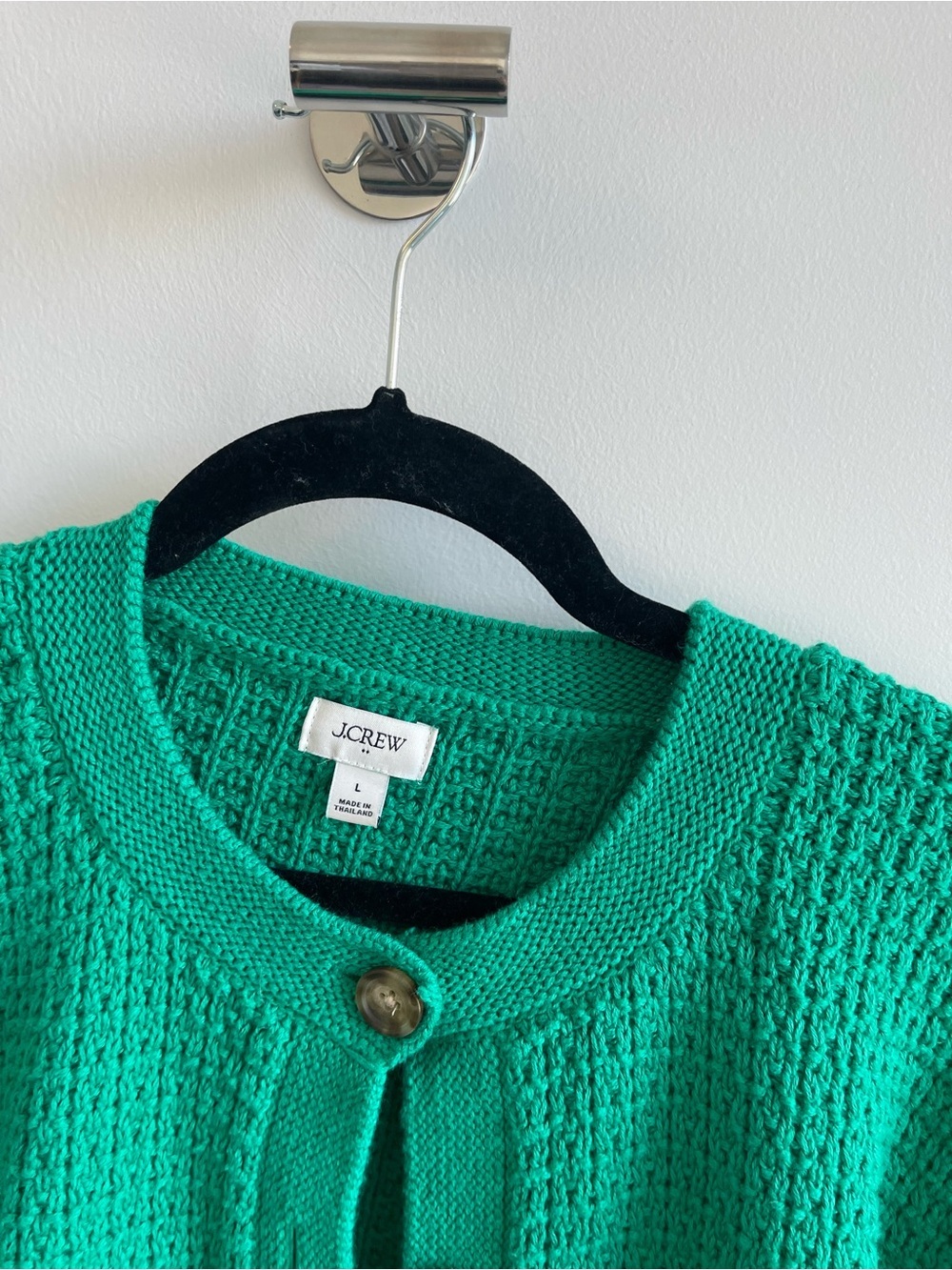 J Crew Classic Textured Green Cardigan Sweater - Picture 3 of 5